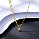Golden Charms Pendant Necklace 925 Silver Chain Collier Christmas