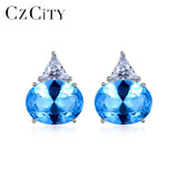 Sapphire Stud Earrings 925 Silver Brinco Christmas Gift