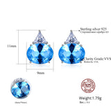 Sapphire Stud Earrings 925 Silver Brinco Christmas Gift
