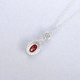 Sterling Silver Ruby Pendant Necklace for Women Wedding Dating