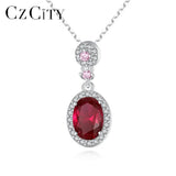Sterling Silver Ruby Pendant Necklace for Women Wedding Dating