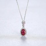 Sterling Silver Ruby Pendant Necklace for Women Wedding Dating