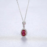 Sterling Silver Ruby Pendant Necklace for Women Wedding Dating