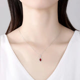Sterling Silver Ruby Pendant Necklace for Women Wedding Dating
