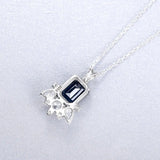 Sapphire Pendant Necklace 925 Sterling Silver Dark Gemstone Fine Jewelry