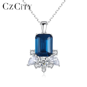 Sapphire Pendant Necklace 925 Sterling Silver Dark Gemstone Fine Jewelry