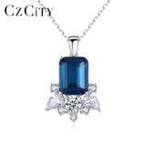 Sapphire Pendant Necklace 925 Sterling Silver Dark Gemstone Fine Jewelry