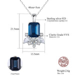 Sapphire Pendant Necklace 925 Sterling Silver Dark Gemstone Fine Jewelry