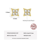 Square CZ Star Stud Earrings 925 Sterling Silver Fine Jewelry