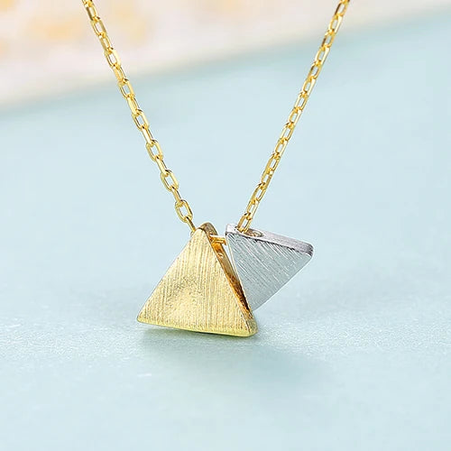 925 Silver Double Triangle Pendant Necklace for Women SN0344