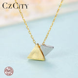925 Silver Double Triangle Pendant Necklace for Women SN0344