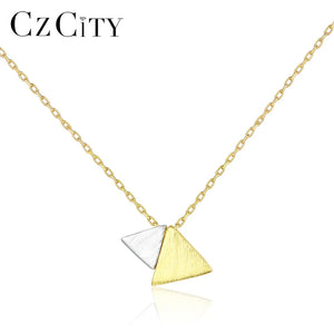 925 Silver Double Triangle Pendant Necklace for Women SN0344