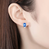 Square Aquamarine Gemstone Clip Earrings 925 Sterling Silver Brincos Femme