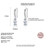 Square CZ 925 Silver Hoop Earrings Wedding Ear Hooks