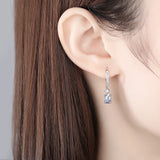 Square CZ 925 Silver Hoop Earrings Wedding Ear Hooks