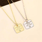 925 Silver Square Letter Pendant Necklace for Couples