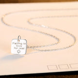 925 Silver Square Letter Pendant Necklace for Couples