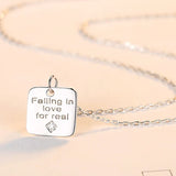 925 Silver Square Letter Pendant Necklace for Couples