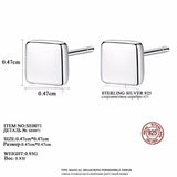 Square Small Silver Stud Earrings for Women Miss Female Gift