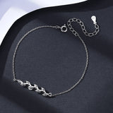 925 Silver Leaf CZ Chain Bracelet CZ Women Jewelry