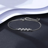 925 Silver Leaf CZ Chain Bracelet CZ Women Jewelry
