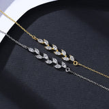 925 Silver Leaf CZ Chain Bracelet CZ Women Jewelry