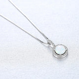 Sterling Silver Opal Pendant Necklace - Sparkling Gift