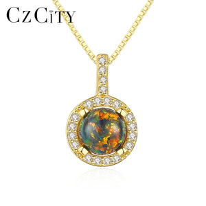 Sterling Silver Opal Pendant Necklace - Sparkling Gift