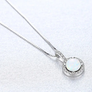 Sterling Silver Opal Pendant Necklace - Sparkling Gift