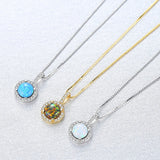 Sterling Silver Opal Pendant Necklace - Sparkling Gift