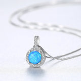 Sterling Silver Opal Pendant Necklace - Sparkling Gift