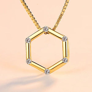 18K Plated Real 925 Silver Geometric Pendant Necklace for Women
