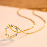 18K Plated Real 925 Silver Geometric Pendant Necklace for Women