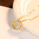 18K Plated Real 925 Silver Geometric Pendant Necklace for Women