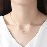 18K Plated Real 925 Silver Geometric Pendant Necklace for Women