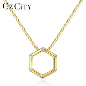18K Plated Real 925 Silver Geometric Pendant Necklace for Women