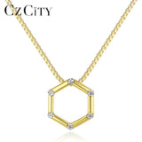 18K Plated Real 925 Silver Geometric Pendant Necklace for Women