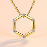 18K Plated Real 925 Silver Geometric Pendant Necklace for Women