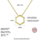 18K Plated Real 925 Silver Geometric Pendant Necklace for Women