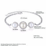 925 Silver Charm Pearl Bracelet Lady Bangles Jewelry