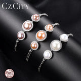 925 Silver Charm Pearl Bracelet Lady Bangles Jewelry