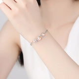 925 Silver Charm Pearl Bracelet Lady Bangles Jewelry