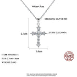 CZ Cross Pendant 925 Sterling Silver Necklace Water Wave Chain Punk Jewelry