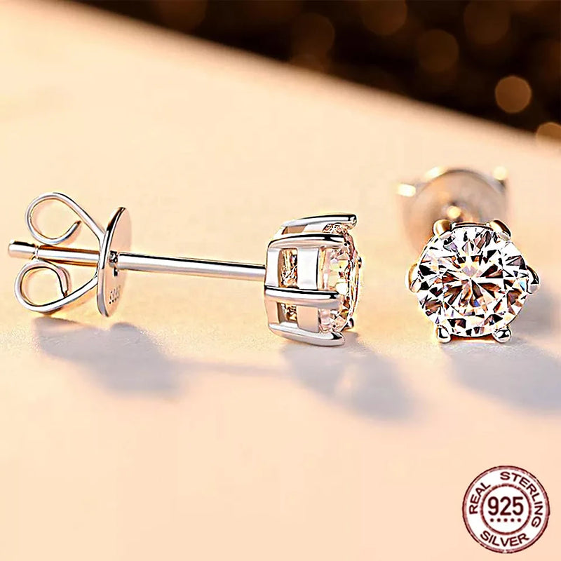 925 Silver Zircon Stud Earrings for Wedding Party