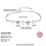 Vintage Love Flower Bracelet 925 Sterling Silver Charms Women Crystal Chain