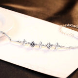 Vintage Love Flower Bracelet 925 Sterling Silver Charms Women Crystal Chain