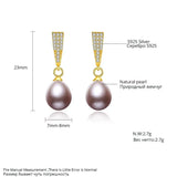 Pink Purple Natural Pearls Drop Earrings 925 Silver