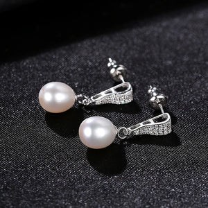 Pink Purple Natural Pearls Drop Earrings 925 Silver