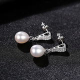 Pink Purple Natural Pearls Drop Earrings 925 Silver