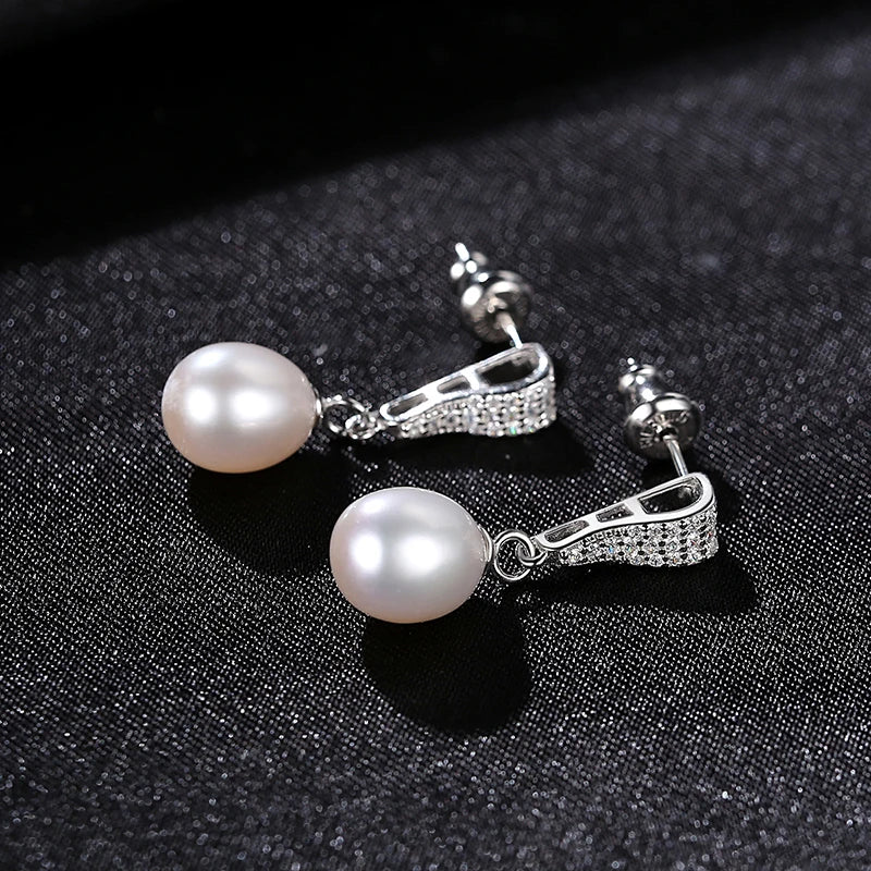 Pink Purple Natural Pearls Drop Earrings 925 Silver